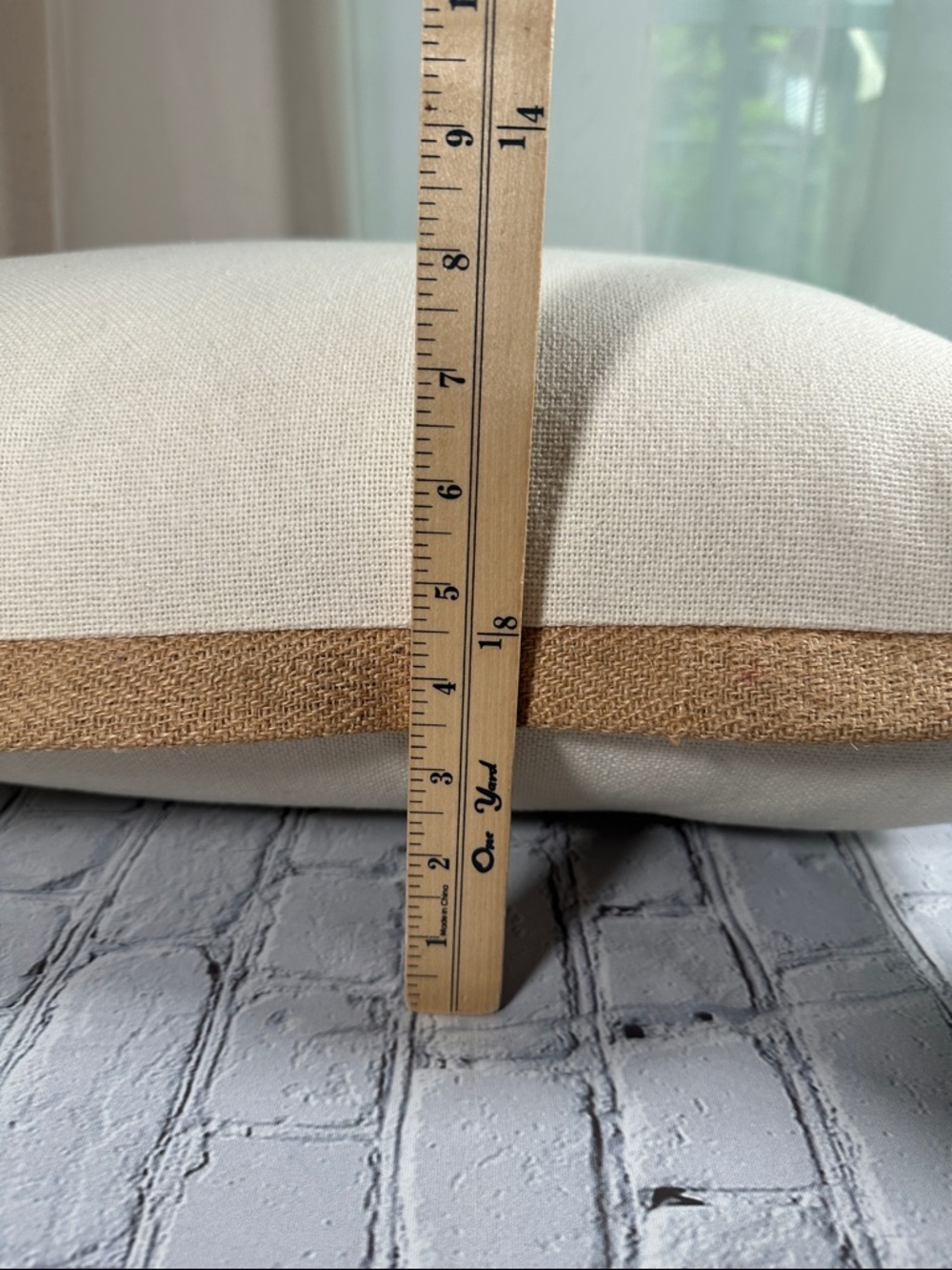 Rizzy Home Jute Canvas 22"x22" Oversized Solid Square Throw Pillow neutral cream - Picture 9 of 11